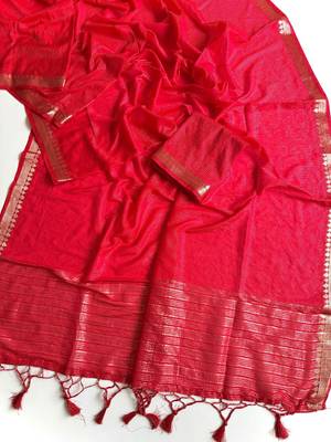 Red Color Jacquard Weaving Work Georgette Saree 3