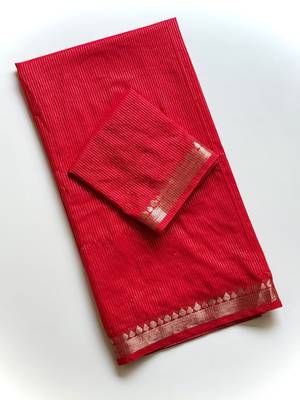 Red Color Jacquard Weaving Work Georgette Saree 4