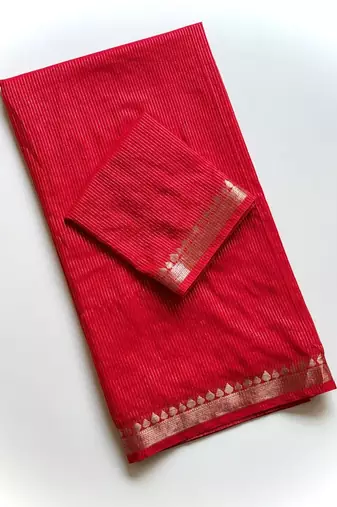 Red Color Jacquard Weaving Work Georgette Saree