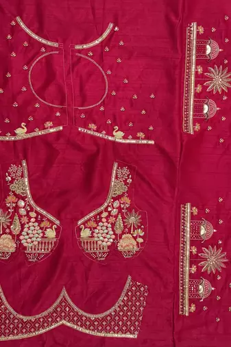 rani pink color Multi Thread and Dori and Sequins work silk blend Lehenga Choli set