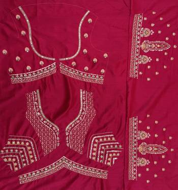 rani pink color Multi Thread and Sequins and Zari Embroidered and Crystal Beads work silk blend Lehenga Choli set 5
