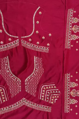 rani pink color Multi Thread and Sequins and Zari Embroidered and Crystal Beads work silk blend Lehenga Choli set