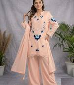 Peach Color Embroidery Work Organza Salwar Suit