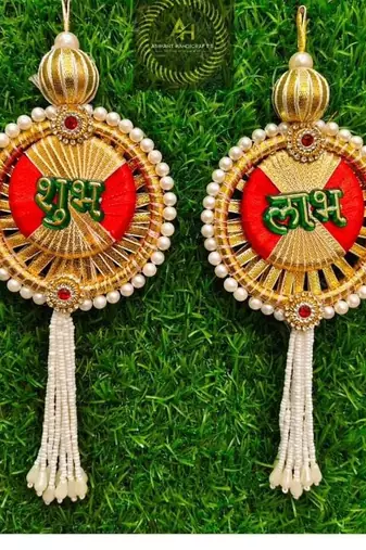 decorative shubh labh moti chudi latkan hanging perfect for home decor hanging for main door decor  (pack of 2)