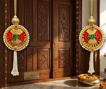 decorative shubh labh moti chudi latkan hanging perfect for home decor hanging for main door decor  (pack of 2) 2