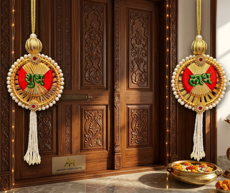decorative shubh labh moti chudi latkan hanging perfect for home decor hanging for main door decor  (pack of 2)