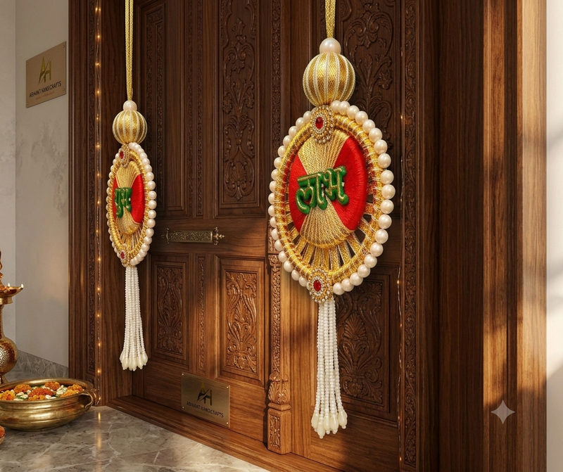 decorative shubh labh moti chudi latkan hanging perfect for home decor hanging for main door decor  (pack of 2)