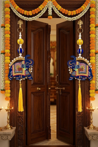 handmade elephant decorative door hanging with beads home wall hanging (pack of 2)