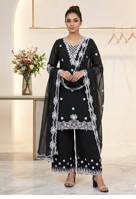 Black Color Sequence Embroidery Work Georgette Salwar Suit 1