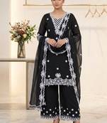 Black Color Sequence Embroidery Work Georgette Salwar Suit