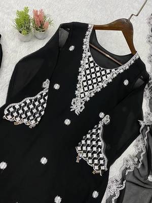 Black Color Sequence Embroidery Work Georgette Salwar Suit 2