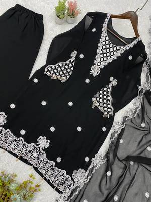 Black Color Sequence Embroidery Work Georgette Salwar Suit 3
