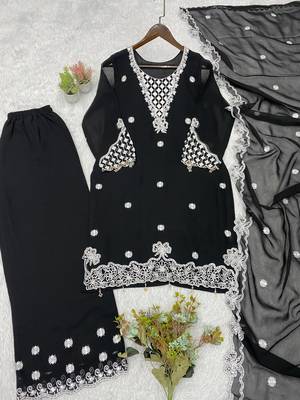 Black Color Sequence Embroidery Work Georgette Salwar Suit 5