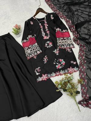 Black Color Sequence Embroidery Work Silk Blend Salwar Suit 4