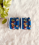  handcrafted royal blue teardrop mirror & pearl bangle stack (for both hands)