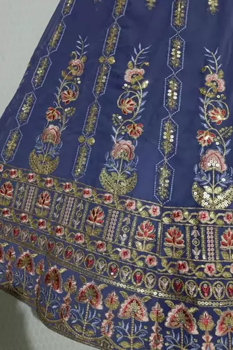 lavender floral zari thread embroidered lehenga set