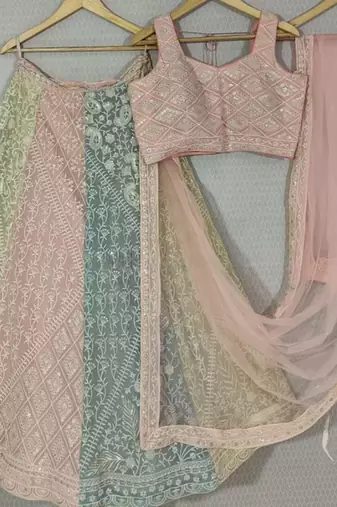MULTICOLOR THREAD and SEQUin work GEORGETTE LEHENGA CHOLI WITH BLOUSE