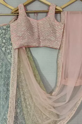 MULTICOLOR THREAD and SEQUin work GEORGETTE LEHENGA CHOLI WITH BLOUSE