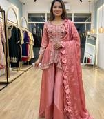 Pink  Color Sequence Embroidery Work Silk Blend Salwar Suit