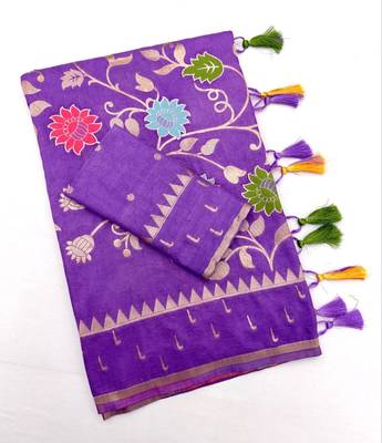 Purple Color Jacquard Weaving Work Georgette Saree 3