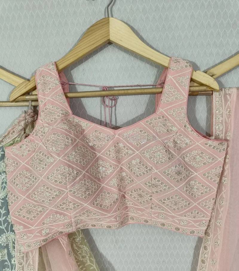 Multicolor Thread Sequin Georgette Lehenga Choli Blouse
