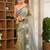 shaila  slate blue hand embroidered saree