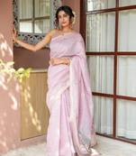 rajshri  handloom cotton blend saree with zari motifs & pallu 