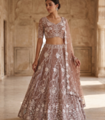 Embroidered Blush Pink Lehenga Choli Set with Dupatta