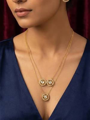 gold plated triple layer kundan necklace 6