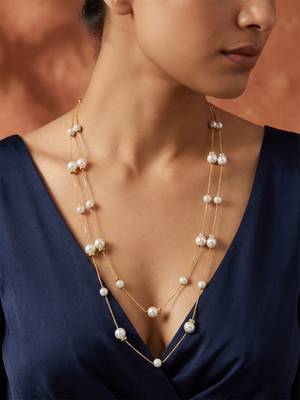 gold plated double strand pearl necklace 6
