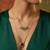 gold plated green hexagon pendant necklace
