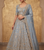  Dusty Blue Sequin Embroidered Lehenga Choli with Dupatta