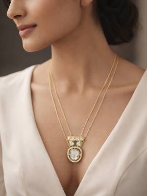 gold plated double chain kundan necklace 6