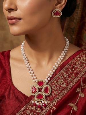 gold plated pearl necklace set 6