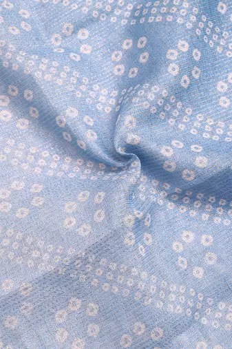 sky blue pink shimmer handloom cotton blend saree with floral print