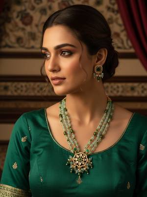 gold plated kundan long necklace set 6