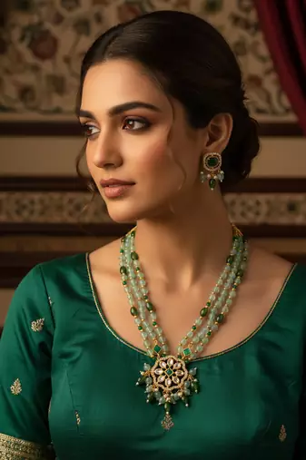 gold plated kundan long necklace set