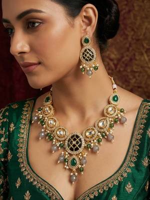 green grey pendant necklace set 6