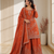 Rust orange fendy silk sequence embriordered sharara suit