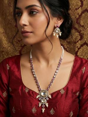 kundan long necklace set 6