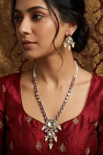 kundan long necklace set