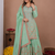 Sea green chinon silk sequence embriordered sharara suit