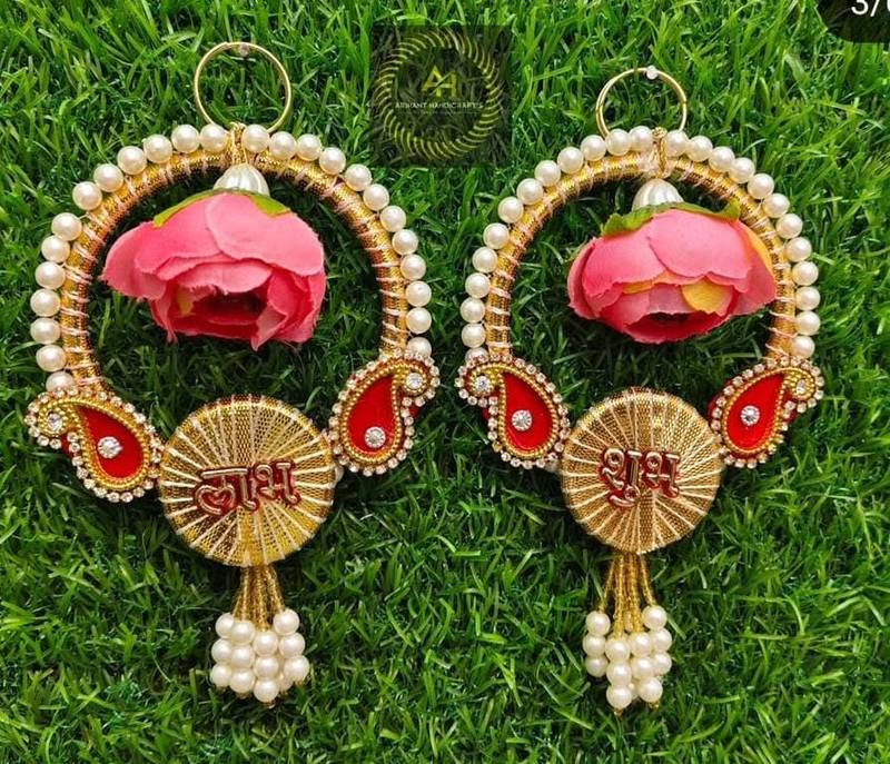 decorative shubh labh moti chudi peony hanging perfect for home decorhandmade toran for main door decor (pack of 2)