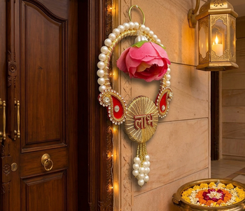 decorative shubh labh moti chudi peony hanging perfect for home decorhandmade toran for main door decor (pack of 2) 3