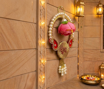 decorative shubh labh moti chudi peony hanging perfect for home decorhandmade toran for main door decor (pack of 2) 4