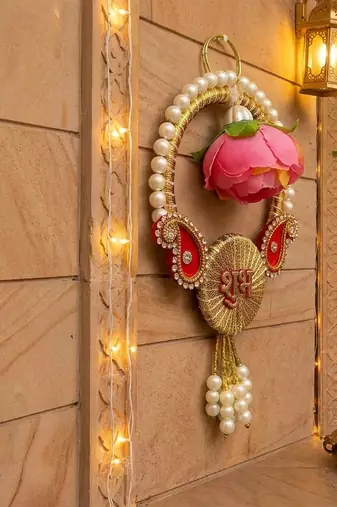 decorative shubh labh moti chudi peony hanging perfect for home decorhandmade toran for main door decor (pack of 2)