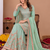 Sea green chinon silk sequence embriordered sharara suit