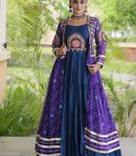 Rayon Lehenga Choli with Bandhani Print Kutchi Patch Work with Shrug 12M Flair Frill Lehenga - Free size stitched 