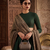 Bottle Green Designer Embroidered Border Lehenga Choli with Full Sleeve Blouse & Dupatta