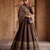 Deep Brownn Designer Embroidered Border Lehenga Choli with Full Sleeve Blouse & Dupatta